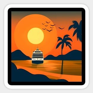 Tropical Sunset Cruise Sticker